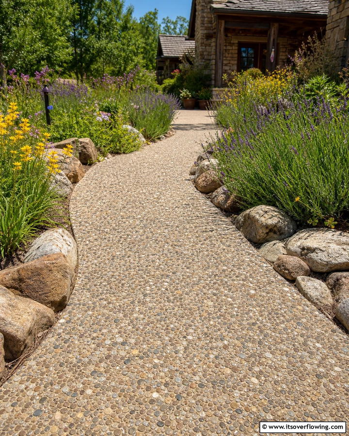Exposed Aggregate for a Rustic Appeal - 20 Durable Concrete Walkway Ideas for Your Garden