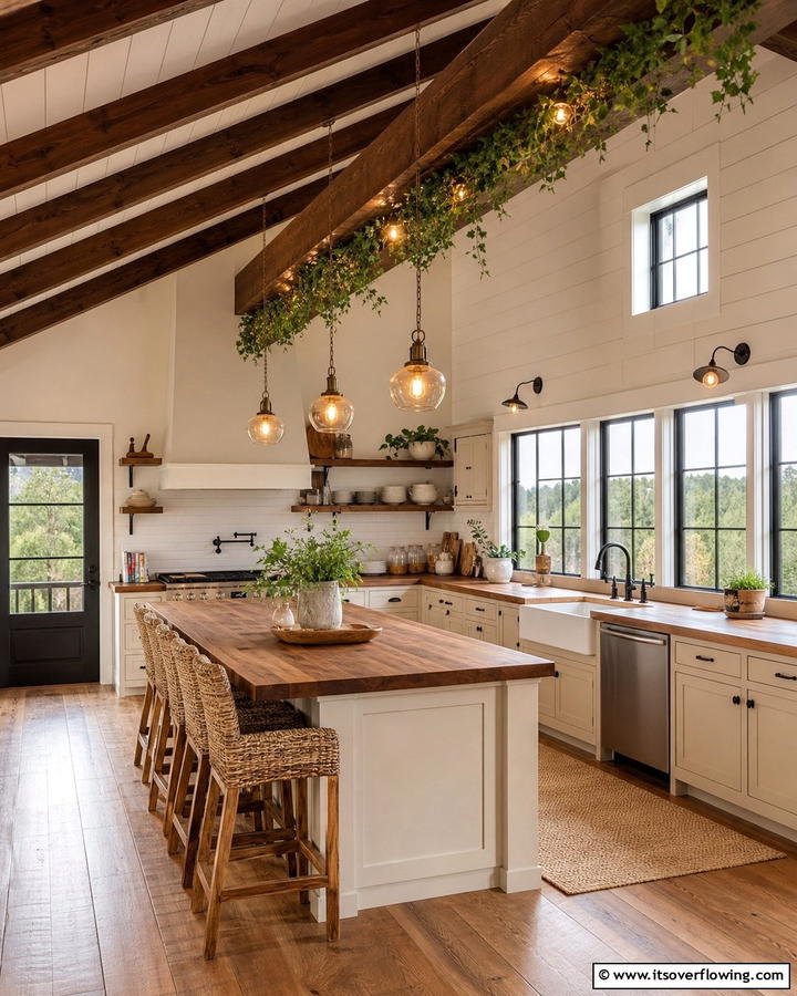 Exposed Beam Charm - 20 Sloped Ceiling Kitchen Ideas for a Unique and Stylish Space