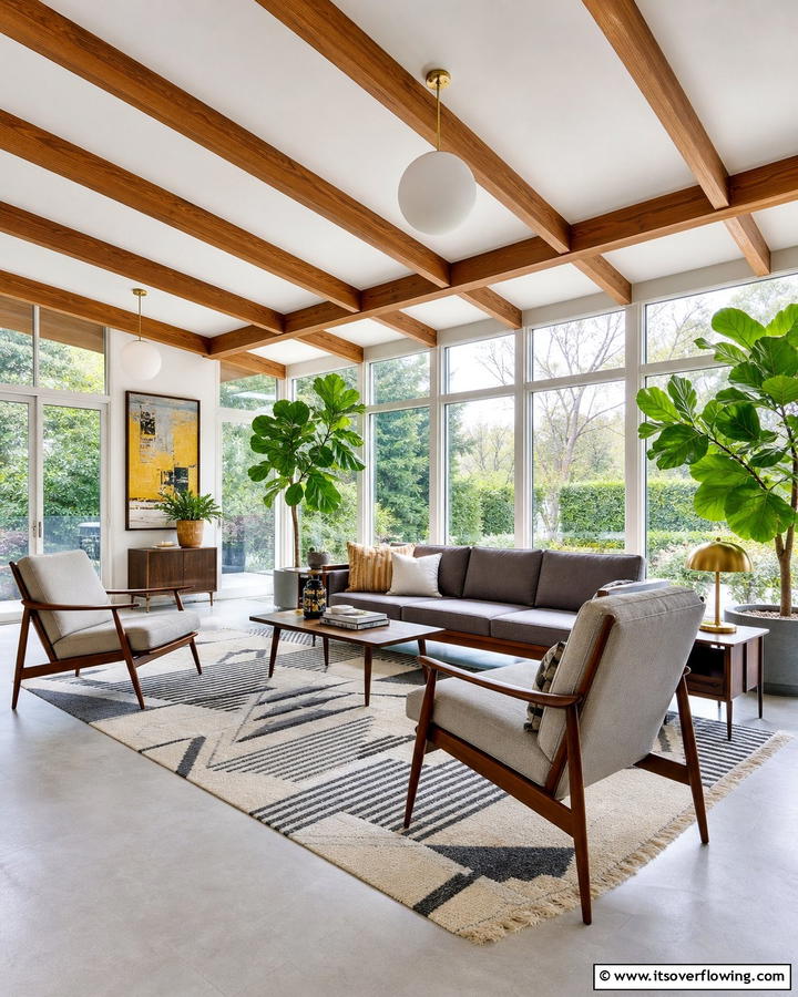 Exposed Beams - 20 Mid-century Modern Sunroom Ideas for a Retro Vibe