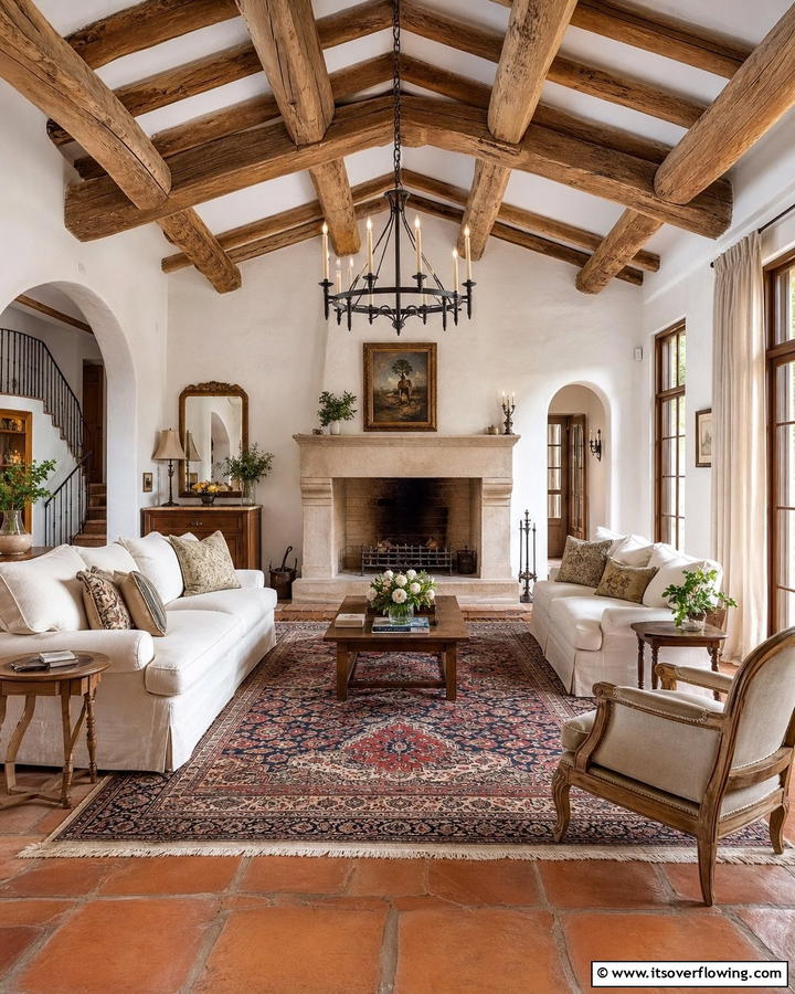 Exposed Beams Delight - 21 French Country Living Room Ideas for Rustic Elegance