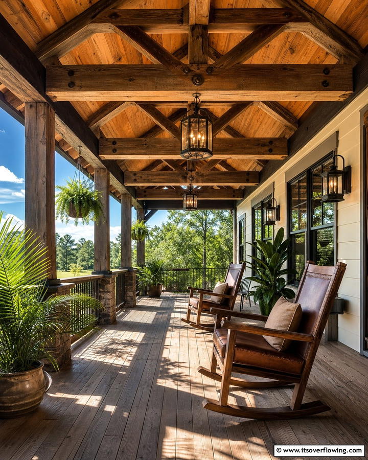 Exposed Beams and Rustic Trusses - 30 Southern Front Porch Ideas for Welcoming Outdoor Spaces