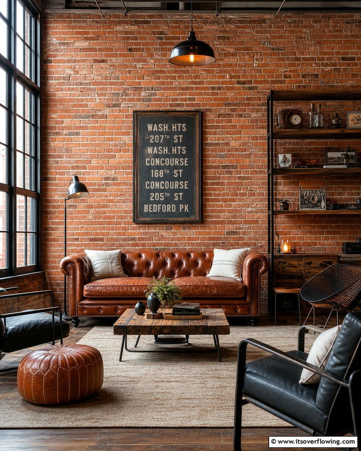 Exposed Brick Charm - 21 Industrial Interior Design Ideas for Urban Chic Spaces