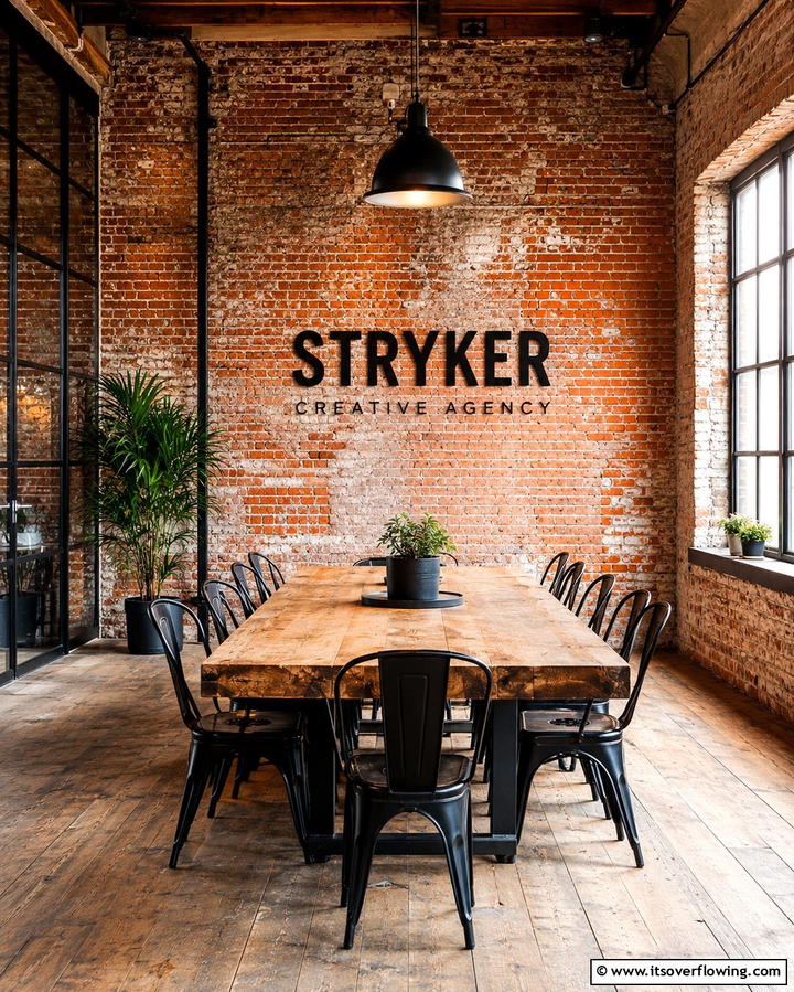 Exposed Brick Wall - 25 Creative Office Accent Wall Ideas to Inspire Your Space