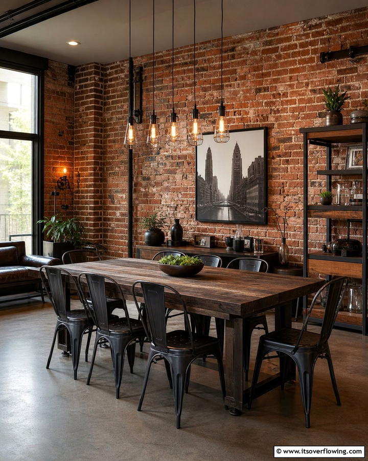 Exposed Brick Walls - 20 Industrial Dining Room Ideas for a Modern Look