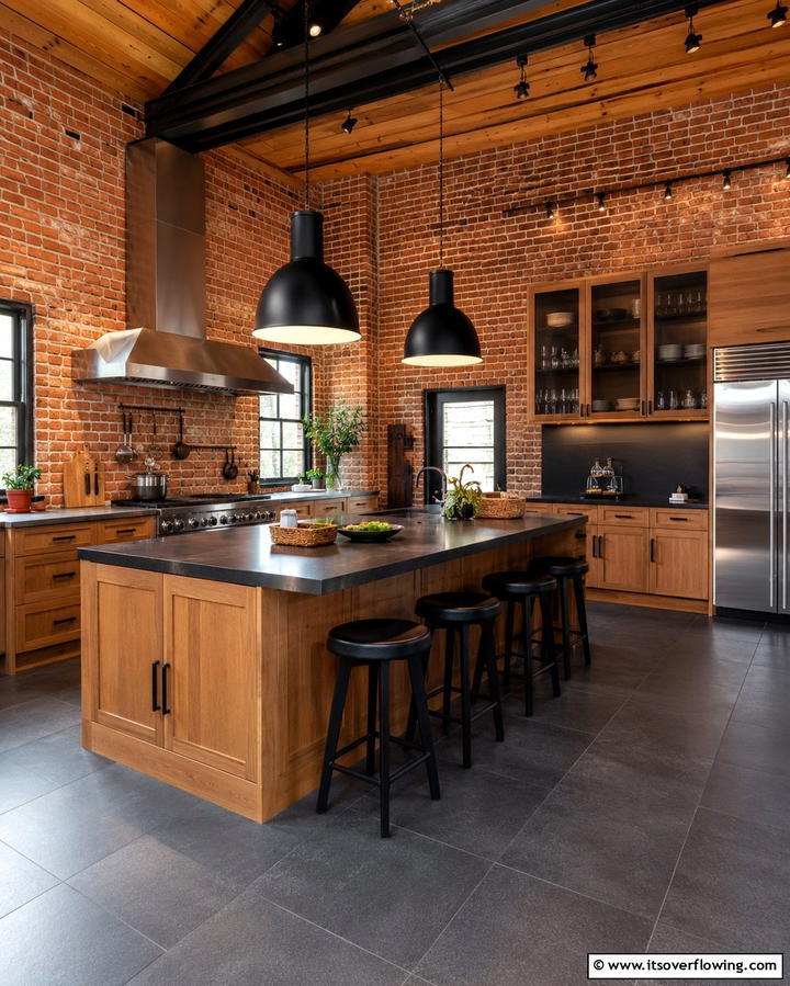Exposed Brick Walls for Authentic Charm - 25 Industrial Kitchen Ideas for a Modern Look