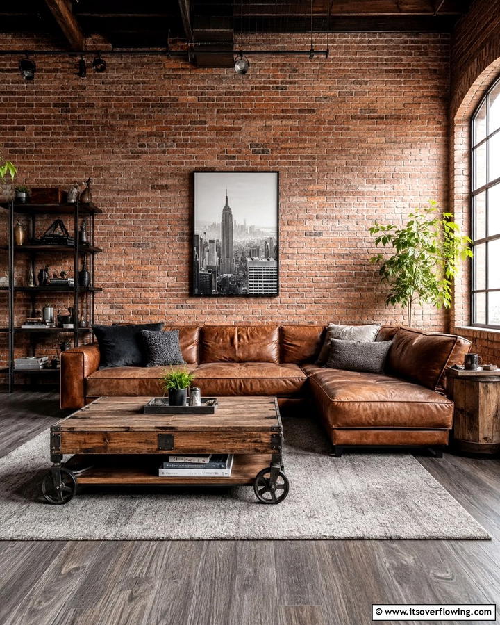 Exposed Brick WallsExact - 30 Industrial Living Room Ideas with Urban Charm