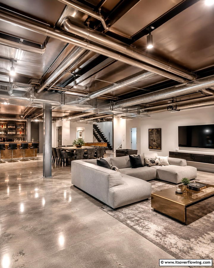 Exposed Ductwork for Urban Aesthetics - 25 Exposed Basement Ceiling Ideas for an Industrial Chic Look