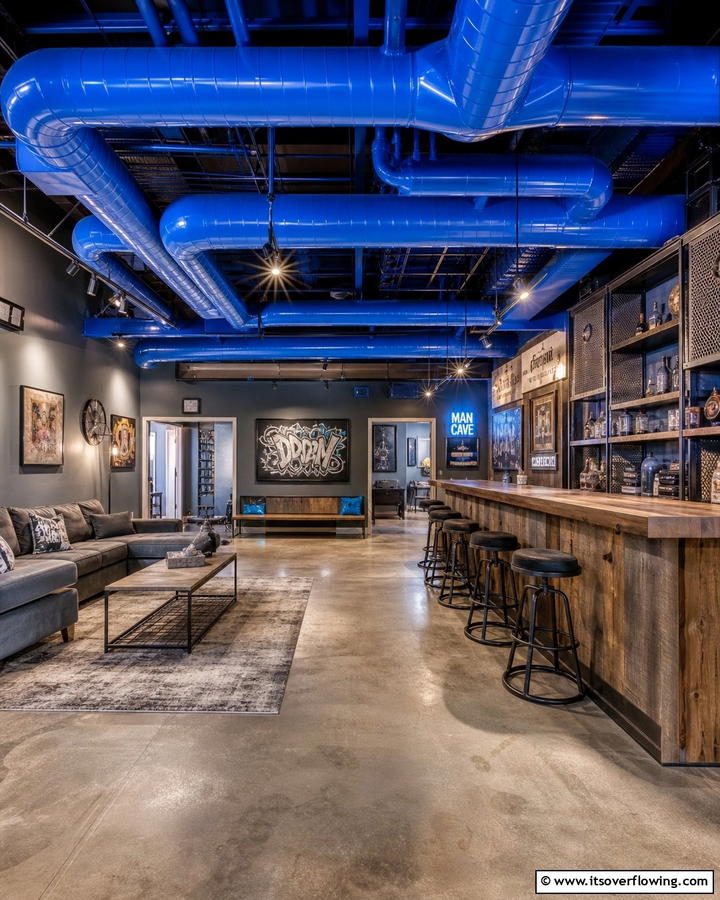 Exposed Ductwork - 20 Man Cave Ceiling Ideas to Elevate Your Space
