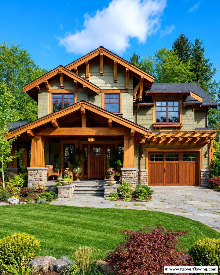 Exposed Rafters - 25 Craftsman Style House Exterior Ideas for Curb Appeal