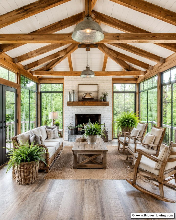 Exposed Rafters - 20 Sunroom Ceiling Ideas for a Stunning Overhead View