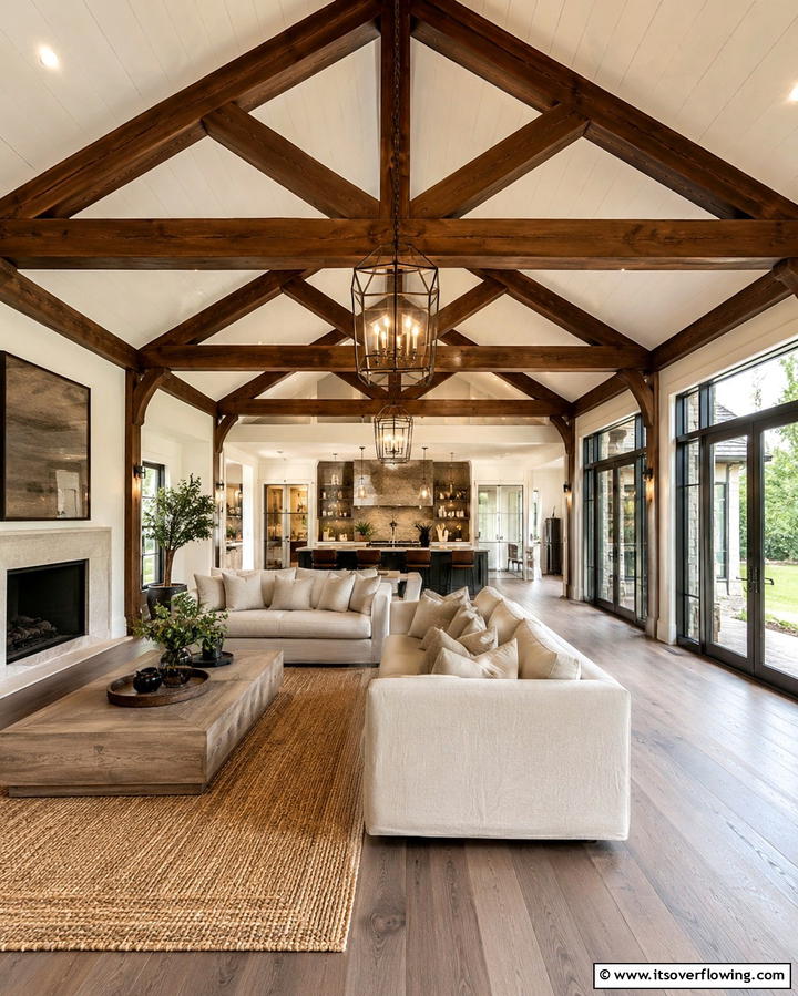Exposed Trusses - 30 Rustic Ceiling Ideas to Add Warmth to Any Room