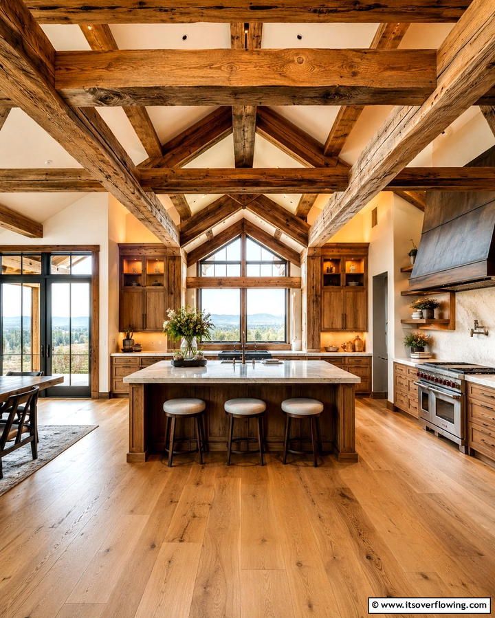 Exposed Wood Beams - 25 Mountain House Kitchen Ideas for Rustic Charm
