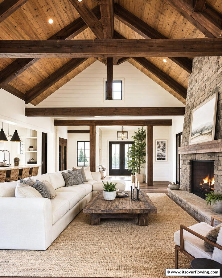 Exposed Wooden Beam Ceilings - 21 Living Room Ceiling Ideas to Elevate Your Space