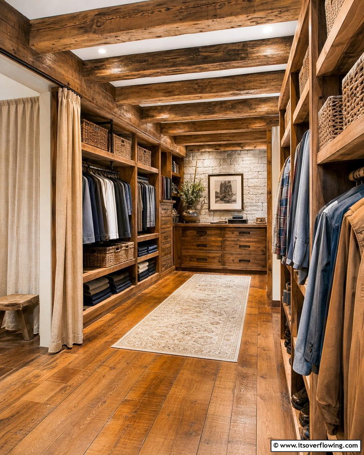 Exposed Wooden Beams - 20 Rustic Closet Ideas for a Charming Storage Solution