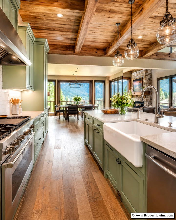 Exposed Wooden Beams - 25 Mountain House Kitchen Ideas for Rustic Charm