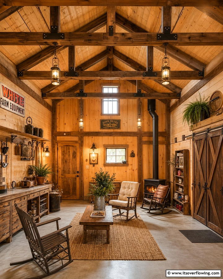 Exposed Wooden Beams - 20 Shed Ceiling Ideas to Maximize Space and Style
