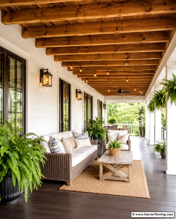 Exposed Wooden Beams - 30 Porch Ceiling Ideas to Refresh Your Outdoor Entryway