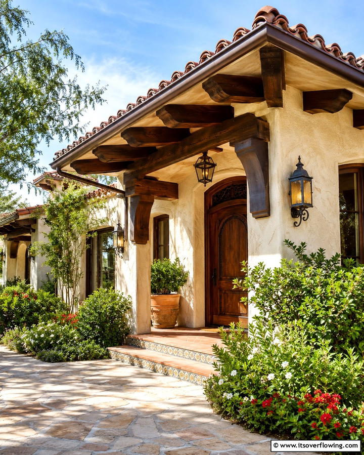 Exposed Wooden Beams - 30 Spanish Bungalow Exterior Ideas for Mediterranean Charm