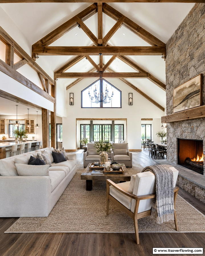 Exposed Wooden Beams for Rustic Charm - 25 Stunning Living Room Vaulted Ceiling Design Ideas