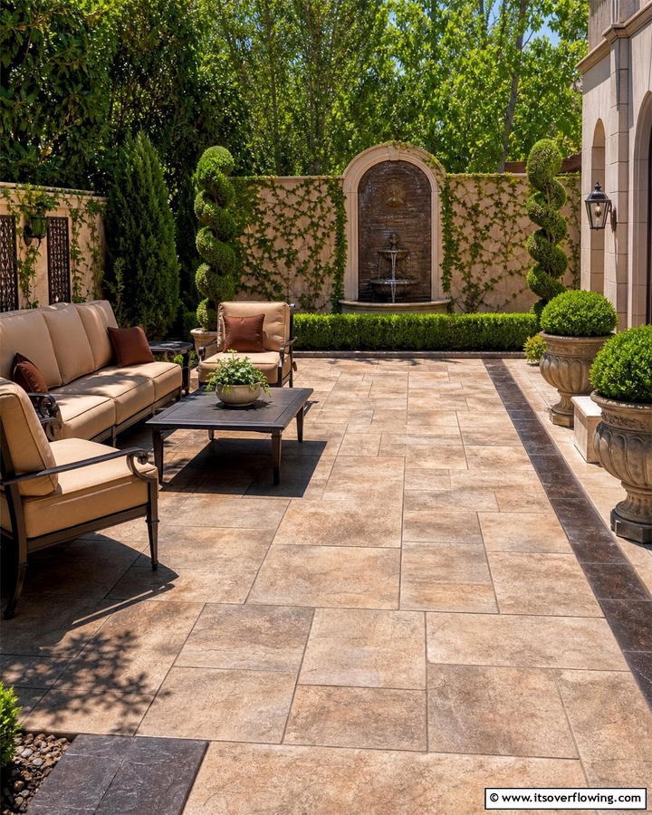 Exquisite Architectural Detail - 21 Stamped Concrete Patio Designs to Elevate Outdoor Spaces