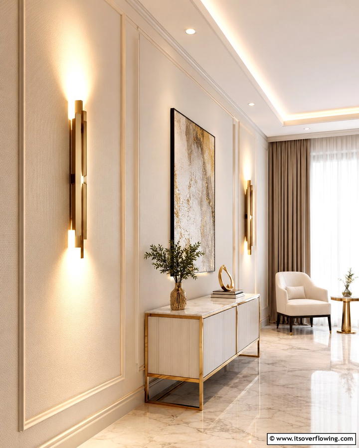 Exquisite Cream and Gold Wall Sconces - 30 Elegant Cream & Gold Living Room Themes for Luxe Interiors