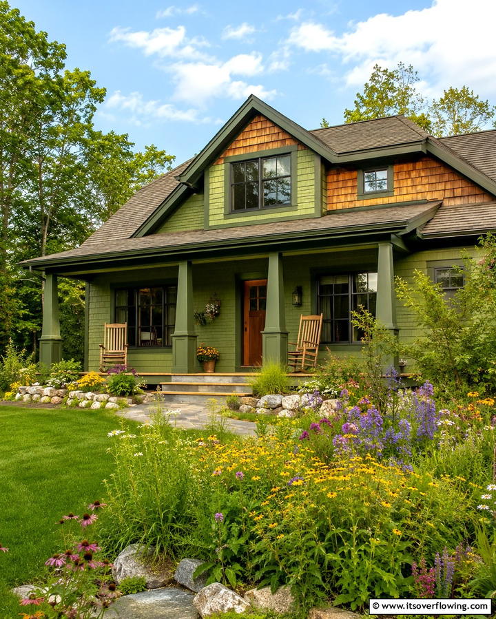 Exquisite Meadow Green Exterior - 30 Green Exterior Paint Colors for Curb Appeal