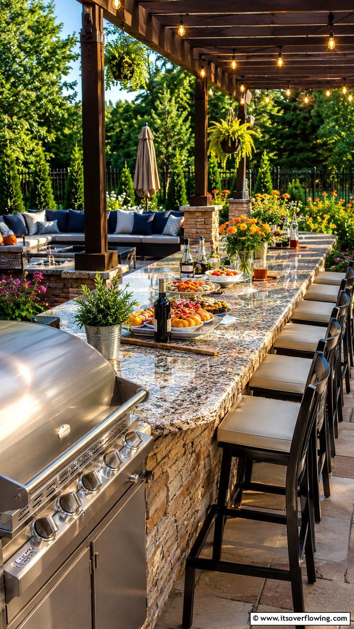 Extended Countertop for Gatherings - 30 BBQ Island Ideas for Ultimate Outdoor Entertaining