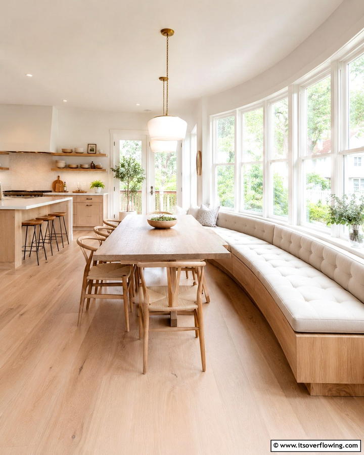 Extended Dining Bench - 25 Kitchen Bay Window Ideas for a Bright Cooking Space
