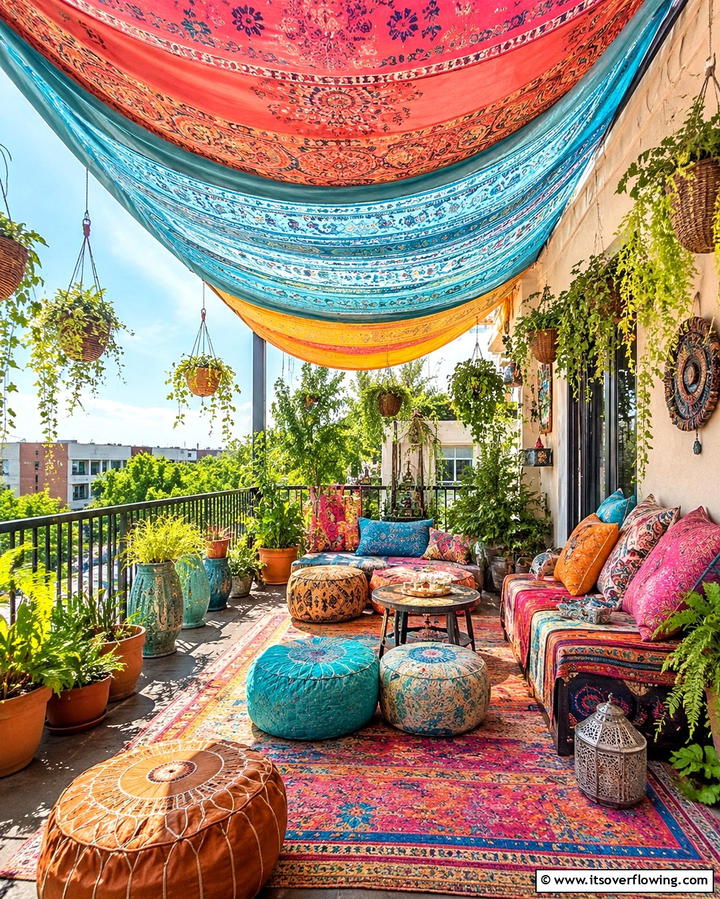 Fabric Canopies for a Vibrant Look - 25 Balcony Shade Ideas for Comfortable Outdoor Relaxation