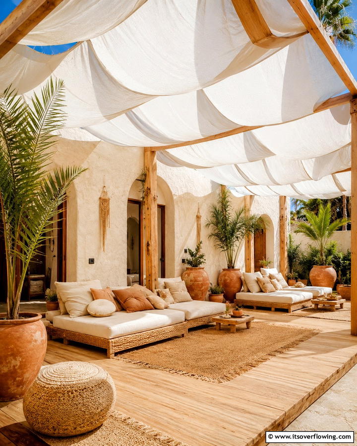 Fabric Canopy for a Soft Touch - 30 Partially Covered Deck Ideas for Flexible Outdoor Living