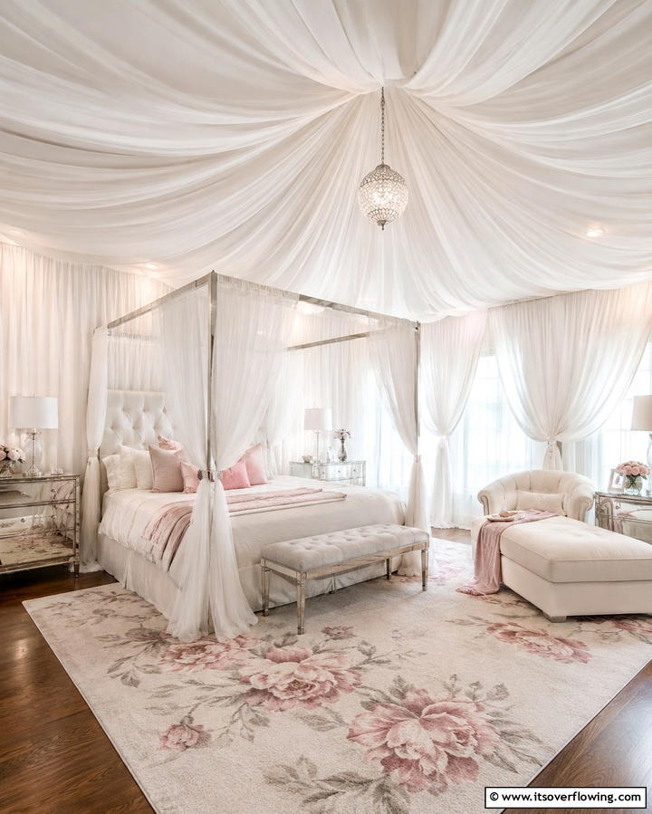 Fabric Ceiling Drapes for a Soft Look - 25 Affordable Cheap Ceiling Ideas for Your Home