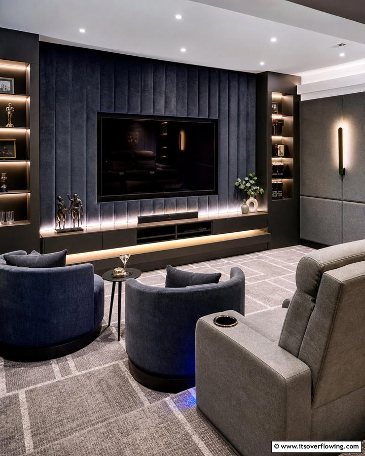Fabric Covered Wall - 25 Basement Accent Wall Ideas to Transform Your Space