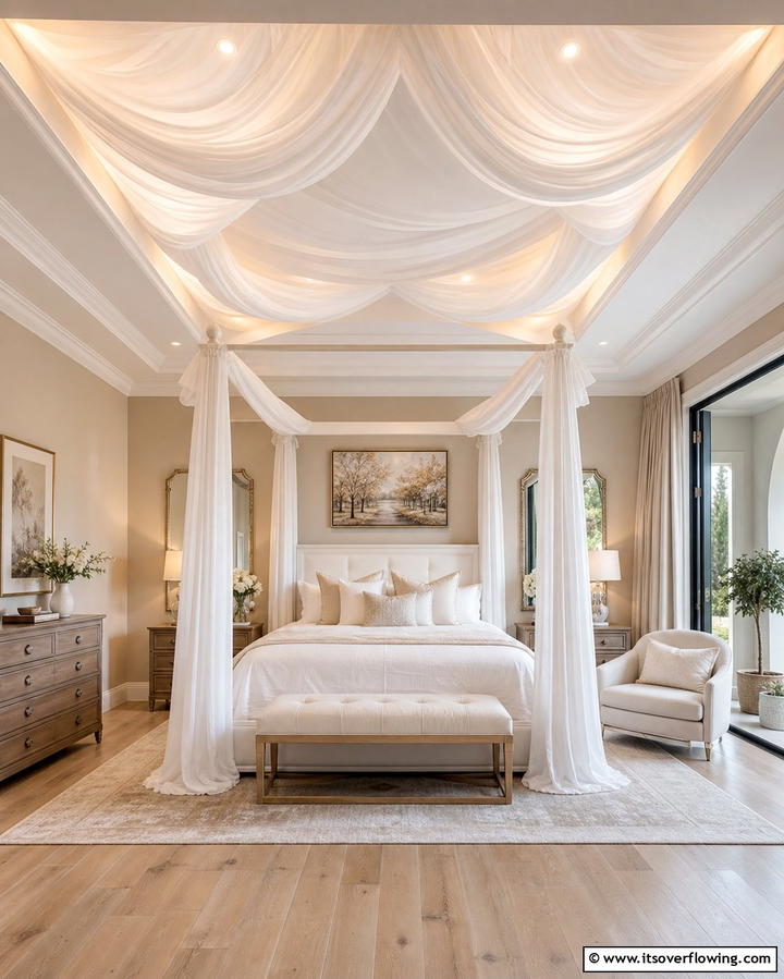 Fabric Draping - 25 Reverse Tray Ceiling Ideas for a Unique Look