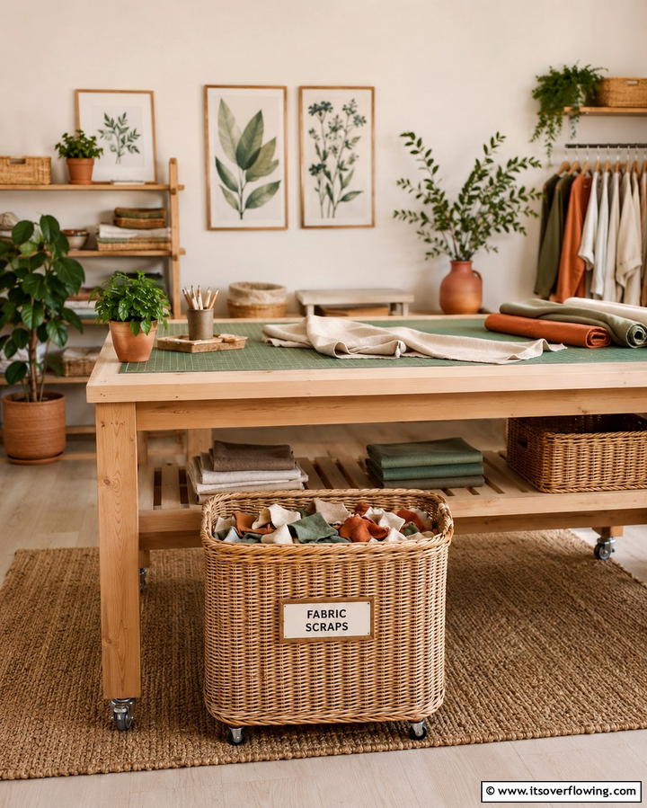 Fabric Scrap Bin - 25 Sewing Room Ideas for Crafters and Hobbyists