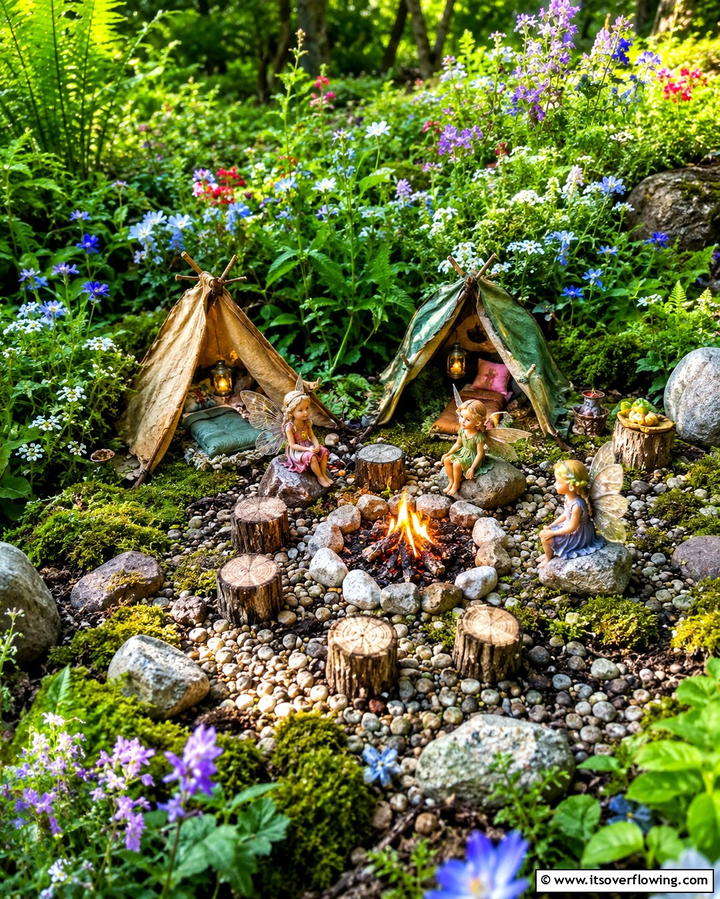Fairy Campfire Scene - 20 Large Fairy Garden Ideas for a Magical Outdoor Space