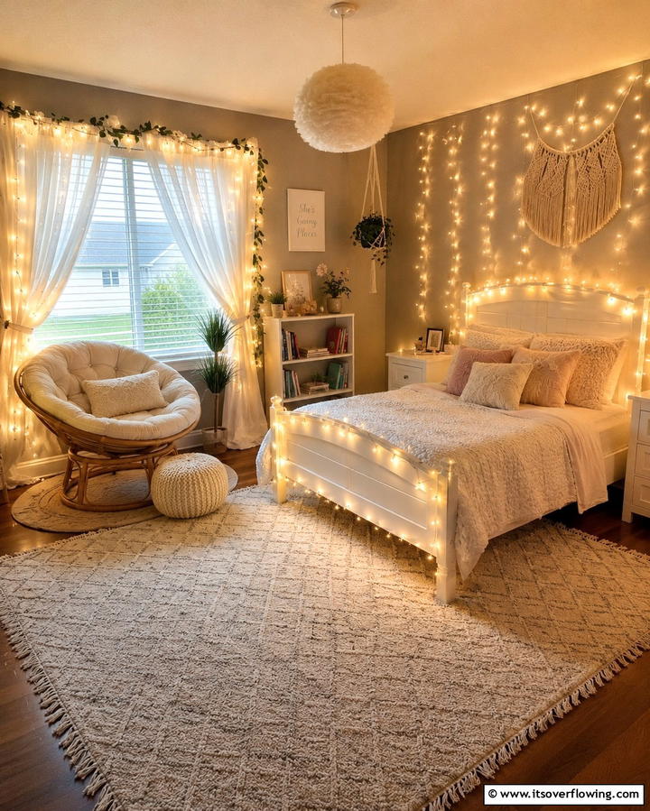 Fairy Light Wonderland - 25 Girl Room Ideas for 10-year-olds- Creative & Fun Designs