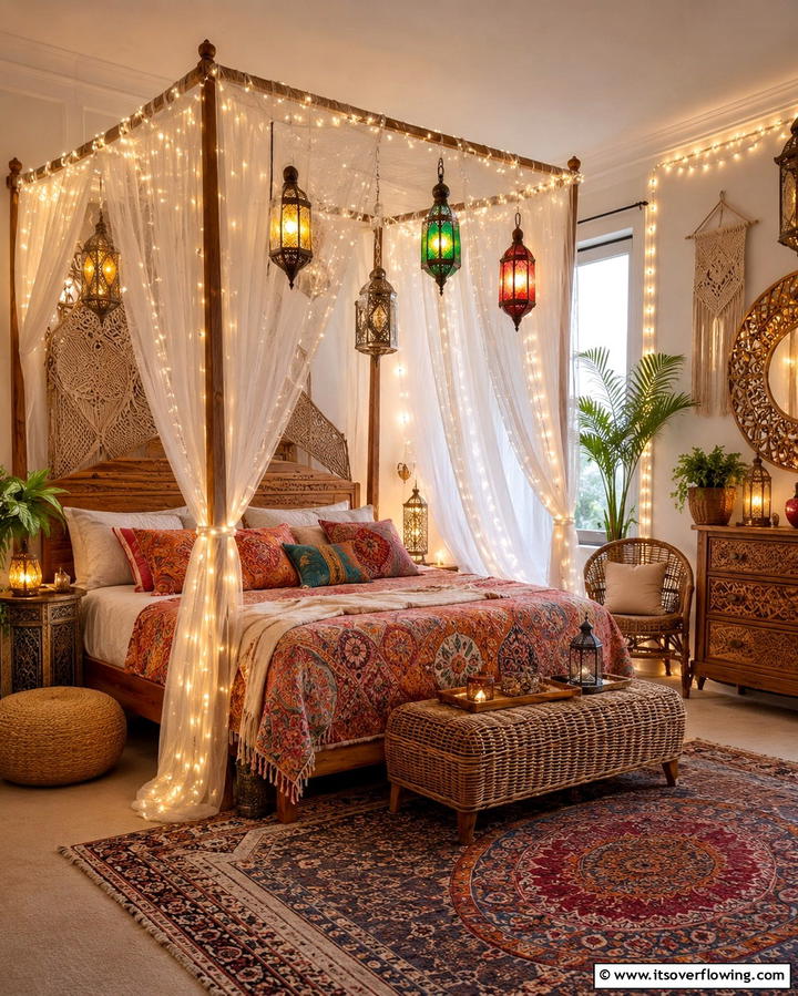 Fairy Lights and Lanterns - 25 Vibrant Colorful Boho Decor Ideas for Your Space