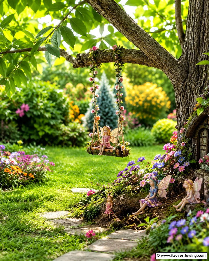 Fairy Swing Garden - 20 Large Fairy Garden Ideas for a Magical Outdoor Space