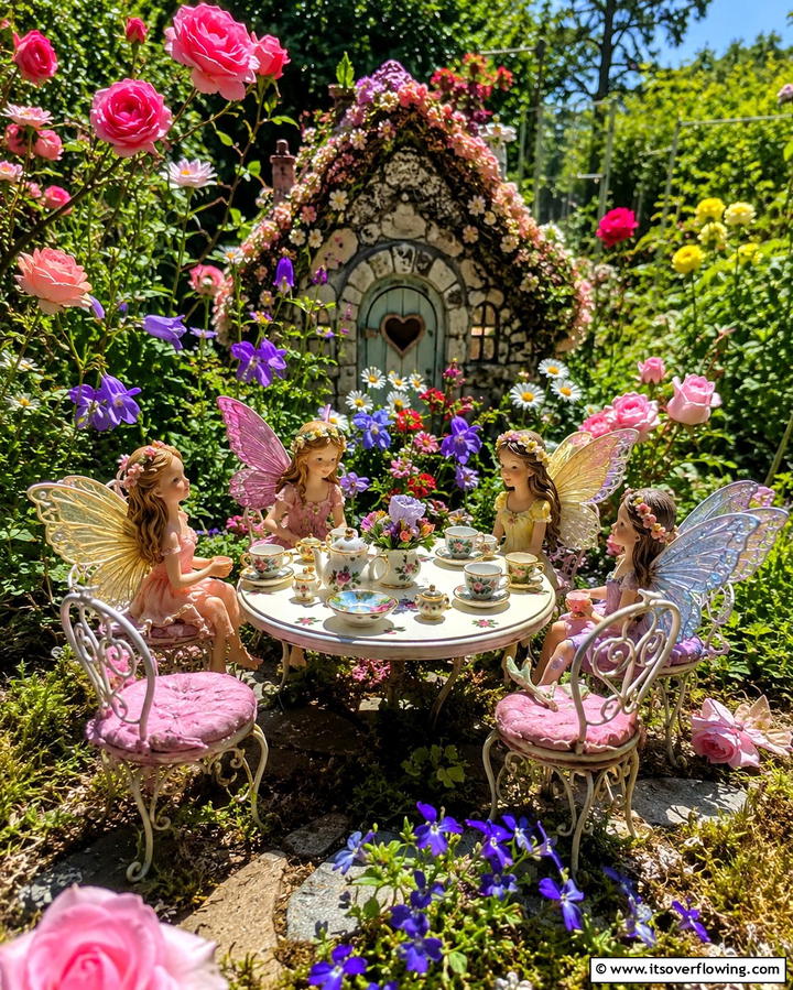 Fairy Tea Party Setup - 20 Large Fairy Garden Ideas for a Magical Outdoor Space