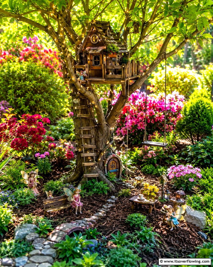 Fairy Treehouse Oasis - 20 Large Fairy Garden Ideas for a Magical Outdoor Space