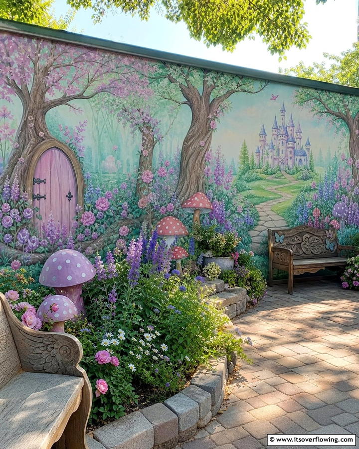 Fairytale Garden Mural - 21 Garden Mural Ideas to Transform Outdoor Walls Artistically