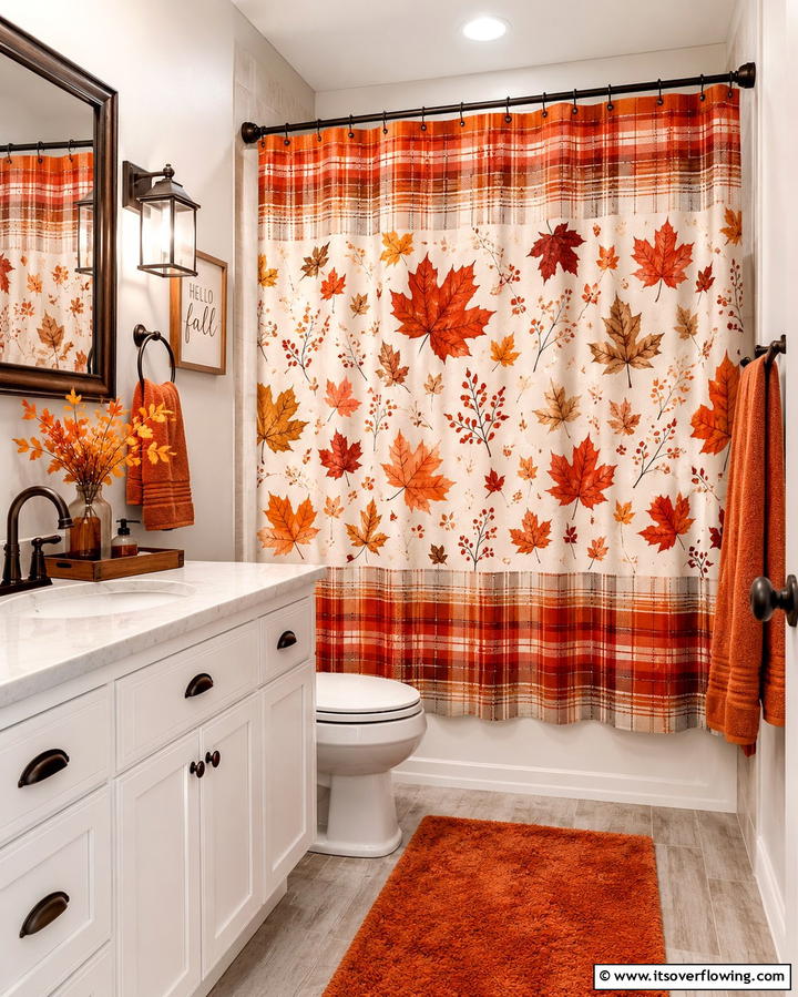 Fall Themed Shower Curtains - 25 Fall Bathroom Decor Ideas for a Seasonal and Stylish Update