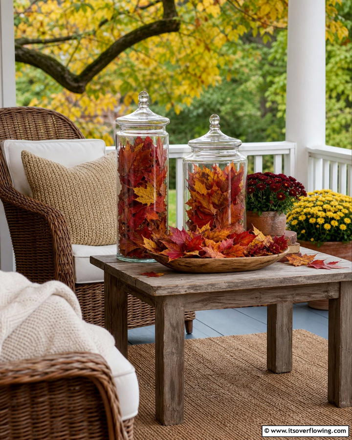Fallen Leaf Centerpieces - 21 Fall Porch Decor Ideas for a Warm Autumn Welcome