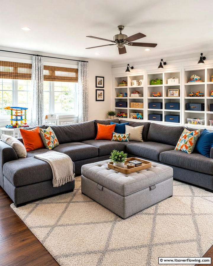 Family Friendly Comfort - 25 Grey Sectional Living Room Ideas for Modern Homes