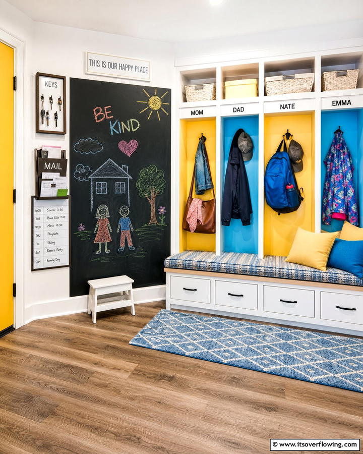 Family Friendly Interactive Zone - 21 Mud Room Ideas for Organized & Stylish Entryways
