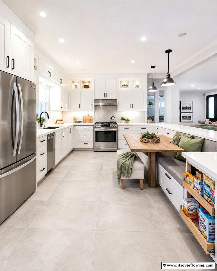 Family Friendly U Shaped Kitchen with Functional Layout - 30 U-Shaped Kitchen Ideas for Optimal Layout and Storage