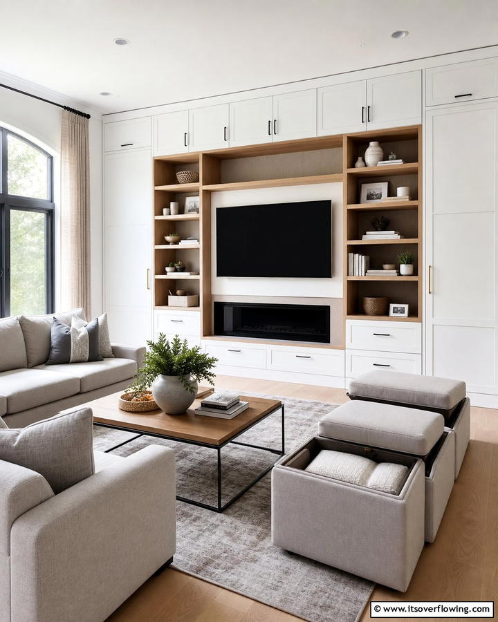 Family Room with Built in Storage - 21 Family Room Ideas for Comfortable and Functional Spaces