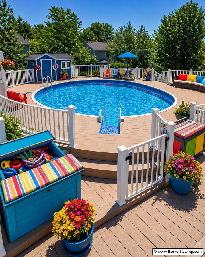 Family Safety and Fun Deck - 21 Above-Ground Pool Deck Ideas for Backyard Fun