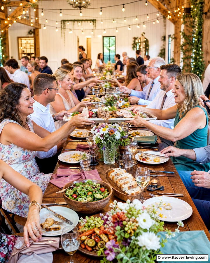 Family Style Dining - 25 Casual Wedding Ideas for a Relaxed and Intimate Celebration