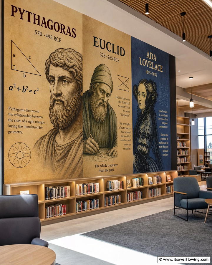 Famous Mathematicians - 20 Math Mural Ideas for Creative Wall Decor